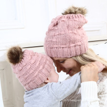 Chapeau de maman et bébé chapeau tricoté acrylique